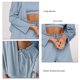 thumbnail image 4 of Conjunto de pijama de 3 piezas para mujer, color puro, seda de hielo, sujetador, pantalones cortos, frente abierto, prendas de vestir, ropa de dormir, azul, M, 4 of 5
