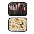 thumbnail image 3 of 3-Piece Travel Toiletry Set with Hanging Bag Cosmetic Pouch & Brush Roll for Travel Gym Camping Halloween-themed Simple Line Art, 3 of 9