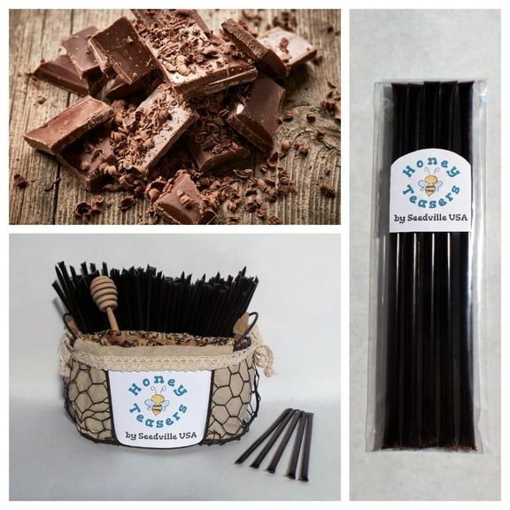 5 Pack CHOCOLATE HONEY TEASERS Natural Honey Snack Sticks Honeystix Straws
