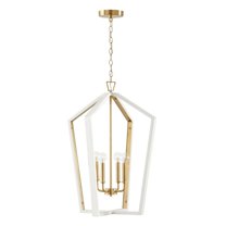 4 Light Pendant In Transitional Style-26.75 Inches Tall And 20 Inches Wide-Flat White/Matte Brass Finish -Traditional Installation Capital