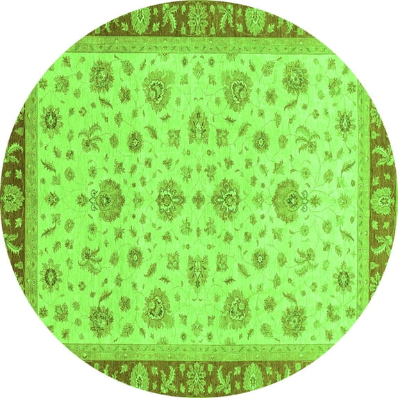 Ahgly Company Indoor Round Oriental Green Traditional Area Rugs, 6' Round
