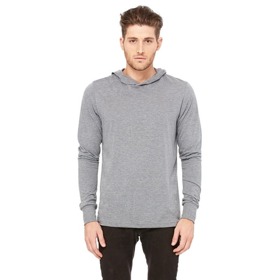 Unisex Jersey L/S Hoodie , 3512 , Grey Triblend , X-Large