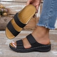 thumbnail image 2 of DAFEI Women's Thick Soled Leather One Strap Hollow Out Casual Open Back Solid Color Sandals, 2 of 8