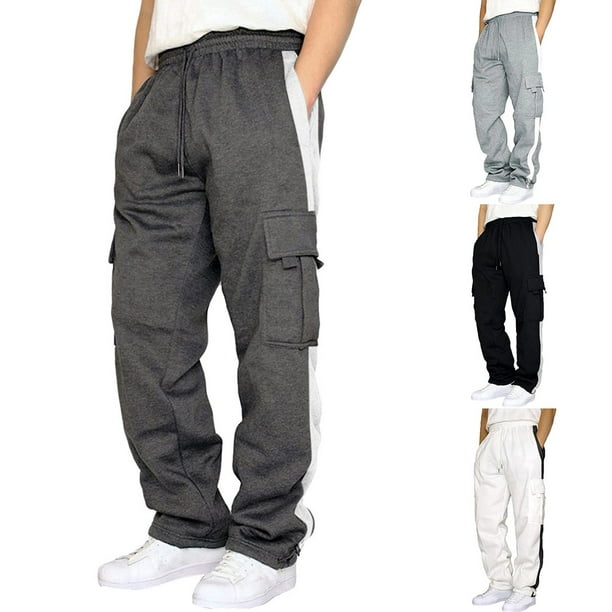 Men Casual Joggers Pants Big Pocket Sweatpants Cargo Loose Active