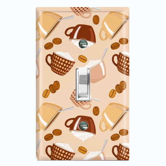 Metal Light Switch Plate Cover Latte Coffee Beans Brown COF010