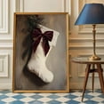 thumbnail image 2 of Vintage Christmas Stocking Print, Rustic Christmas Printable Wall Art, Burgundy Holiday Decor, Festive Victorian Stocking Art, 2 of 7