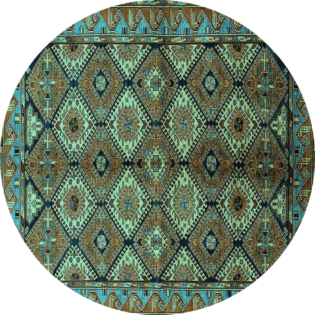 Ahgly Company Indoor Round Oriental Turquoise Blue Industrial Area Rugs ...