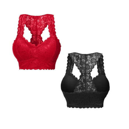 Ploknplq Sports Bras for Women cross Back Bra balconette Bras for Women push Up Balconette Bra women Plus Size Vest Crop Wire Bra V Neck Underwear S 3xl of 2 brassiere for Women Red 2 L Red S