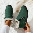 thumbnail image 2 of Womens Winter Boots Comfy Soft Sole Furry Lined Slip on Ankle Snow Booties Casual Warm Lightweight Waterproof Short Boots Green Size 7.5, 2 of 4