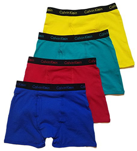 Calvin Klein Boys Boxer Brief 4-Pack-Blue, Yellow & Red, XL-16/18 -  