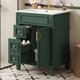 thumbnail image 5 of Harper & Bright Designs 24" Small Bathroom Vanity with Sink, Modern Bathroom Cabinet Freestanding with Drawers, Bathroom Storage Cabinet with Adjustable Shelffor Small Space, Green, 5 of 15