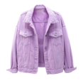 thumbnail image 2 of Women Spring And Autumn Coats Warm Solid Long Sleeve Denim Jacket Outerwear, 2 of 4