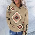 thumbnail image 2 of Womens Long Sleeve Tops Western Aztec Hoodie Ethnic Print Hoodie Pullover Cowgirl Rhombus Printed Hooded Sweatshirt Tops Womens Clothing Cheap, 2 of 5