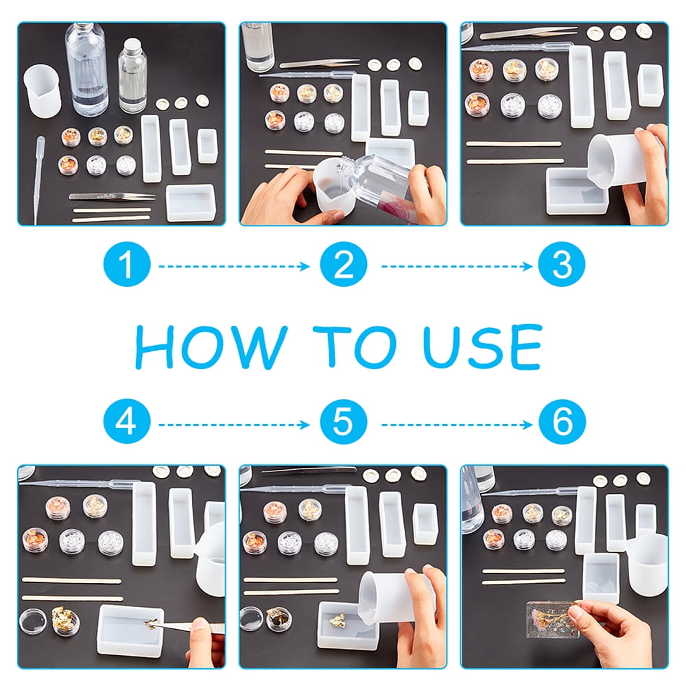 DIY Decoration Kits with Measuring Cup Molds Iron Tweezers Latex Finger Cots Plastic Pipettes Tinfoil and Birch Wooden Sticks