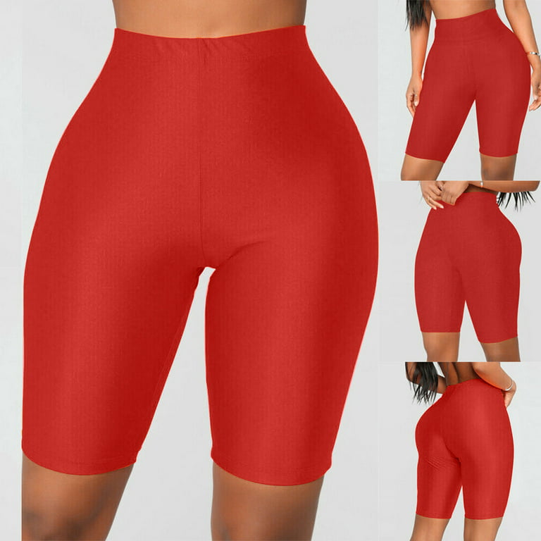 CBGELRT Seamless Push Up Sporty Leggings Woman Cool High Waist Biker Shorts  Solid Skinny Workout Running Cycling Fitness Cropped Leggins Red Xxxxxl 