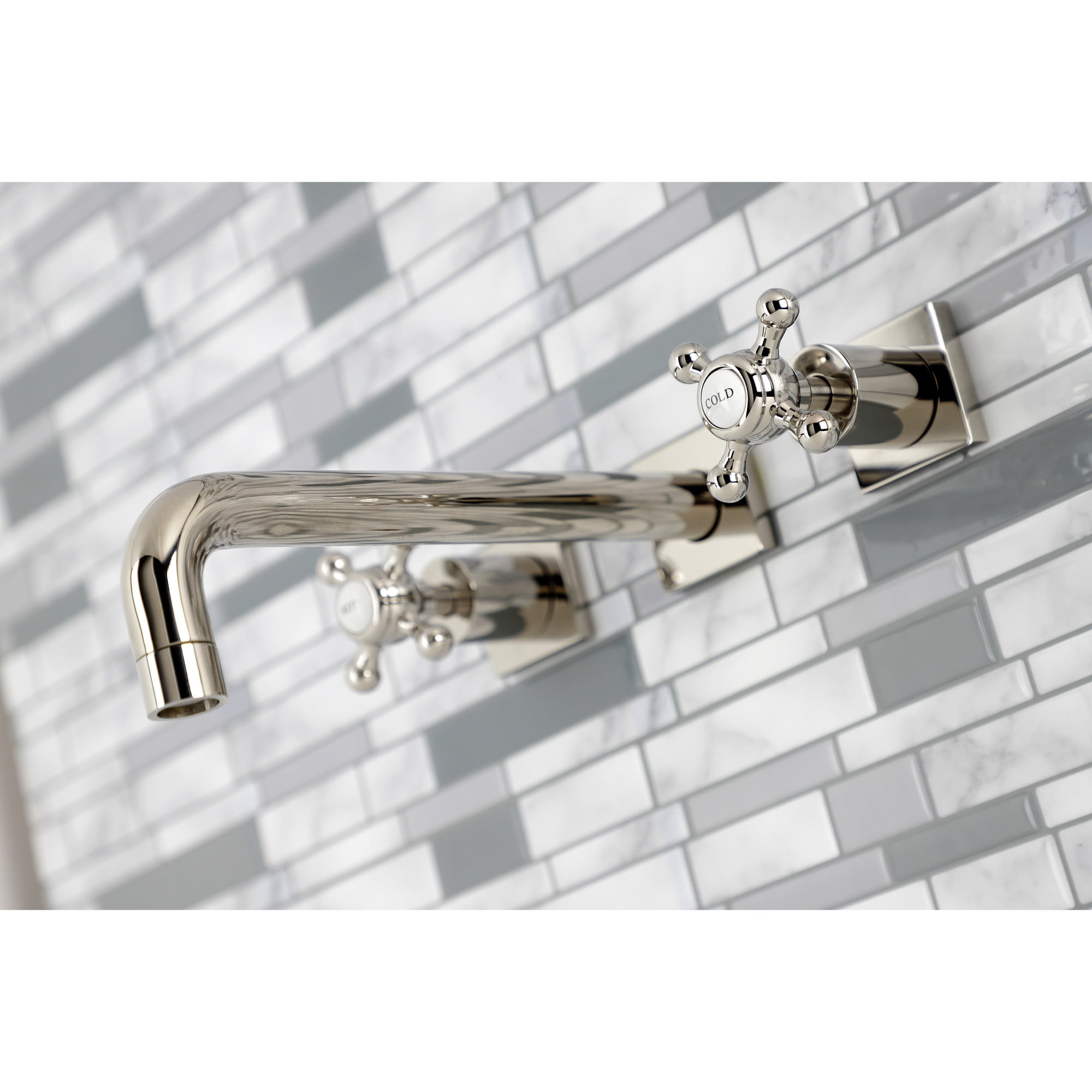 Kingston Brass KS6026BX Metropolitan Two-Handle Wall Mount Roman Tub Faucet, Polished Nickel