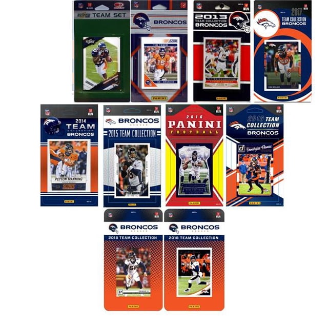 C&I Collectables BRONCOS1018TS NFL Denver Broncos 10 Ensembles de Cartes à Collectionner sous Licence Différentes
