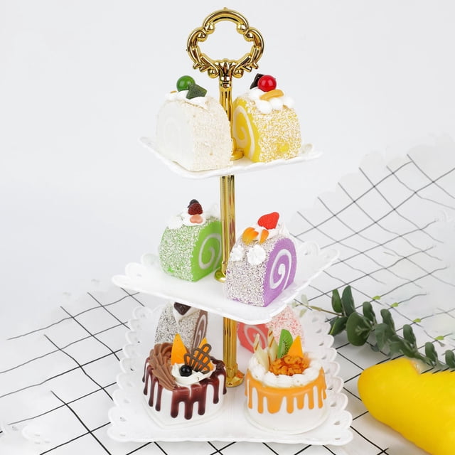 Soporte de tarta de tres niveles perfecl Puesto de pasteles 24.5x33cm