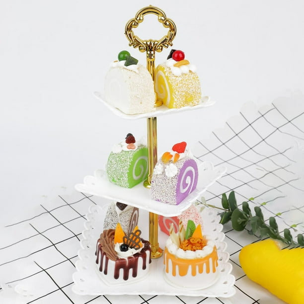 Soporte para Tartas de 3 Capas Macarena Puesto de pasteles E blanco
