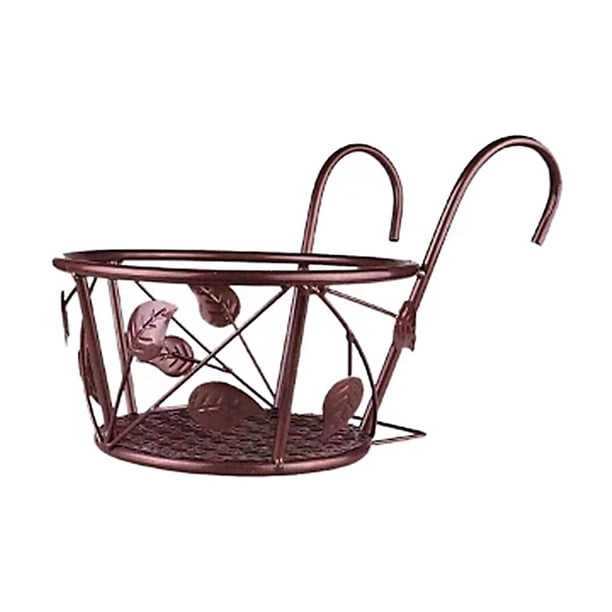 Soporte de planta colgante de balcón de hierro, soporte de maceta blanco duradero para barandilla, estante suculento para interior/exterior