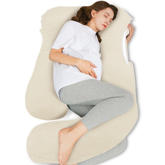 Almohada de embarazo HIPHOP PANDA en forma de U 145 cm, color marfil