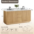 thumbnail image 6 of Altair-14 72" Double Bathroom Vanity in Washed Light Brown with Grain White, 6 of 16