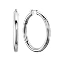thumbnail image 1 of 14K White Gold 3MM Shiny Round Tube Hoop Earrings, 15mm, 1 of 1