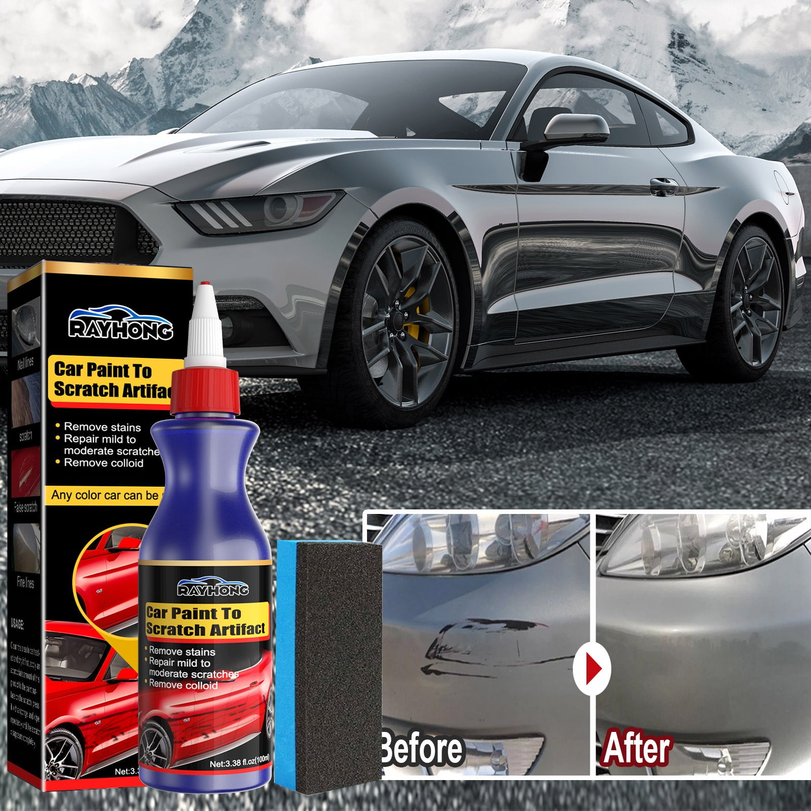 Clzoud Car Detail Exterior Spray Scratch Removal Spray Scratch Wax Paint Surface and Maintenance Old Car to Remove Oxide Layer 100ml, Size: One Size
