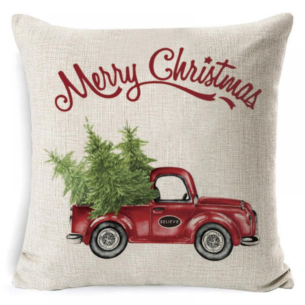 18" Merry Christmas Cotton Linen Home Décor Sofa Pillow Case Cushion Cover Decor 