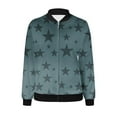 thumbnail image 5 of VINUSLI Bomber Jacket Women 2025 Causal Stars Print Zip Up Coats Long Sleeve Stand Collar Fall Jackets Lightweight Outerwear Tops Light Blue,M, 5 of 6