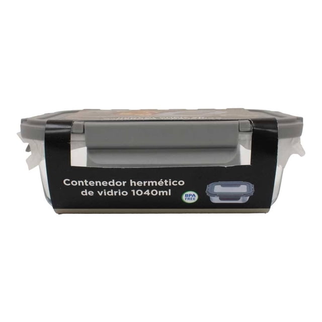 Contenedor Hermético Hometrends de Vidrio Transparente Rectangular 1040 ml