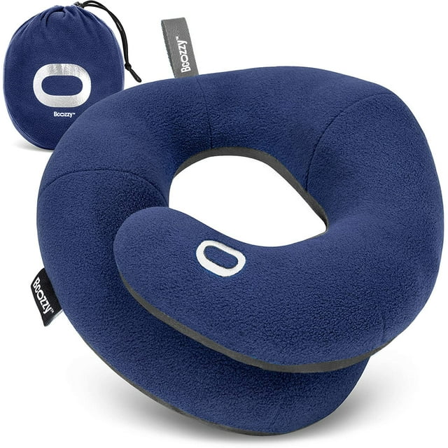 Almohada de viaje para cuello BCOZZY, XL, azul marino con bolsa de transporte, lavable