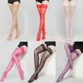 thumbnail image 4 of Meihuida Plus STAY-UP STOCKINGS Women's Durable Silicone Thigh High Hosiery, Red, 4 of 6