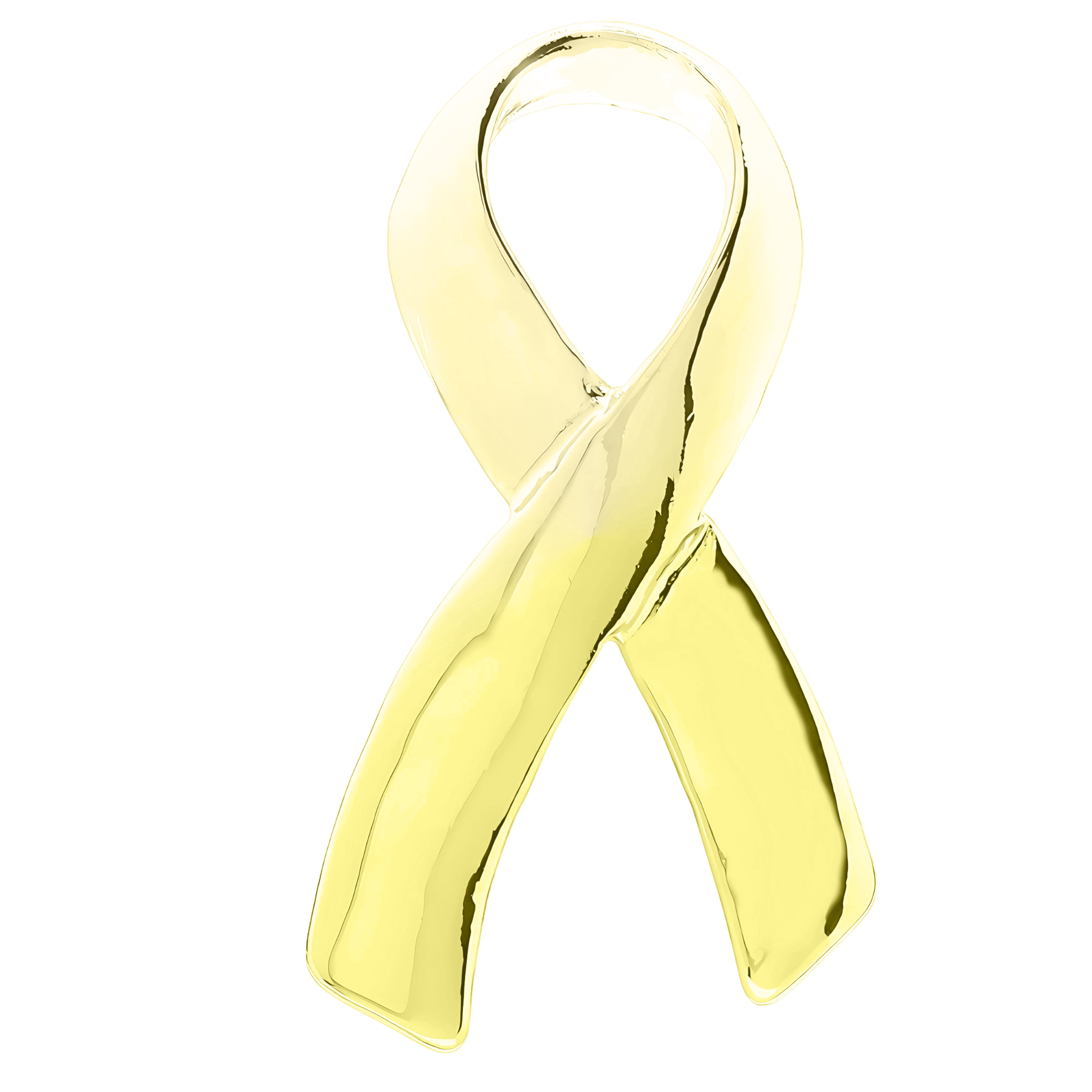Spina Bifida Awareness Yellow Ribbon Pin - Large Flat Sterling Silver Plated (1 Inch) - View #8
