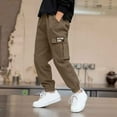 thumbnail image 2 of Boys Pants Kids Toddler Boys Summer Solid Cargo Pants Elast Waist Hop Pants with Pockets Kids Sweatpants Coffee 8 Years-9 Years, 2 of 5
