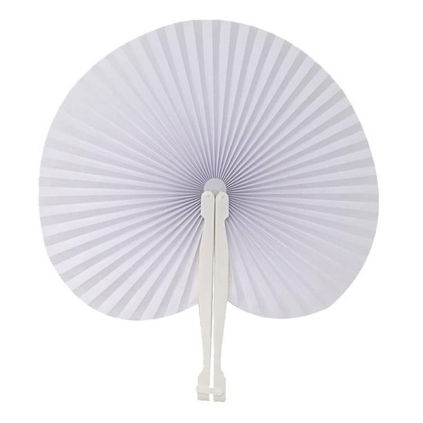 Abanico en forma redonda plegable en blanco pintura DIY papel de mano para boda