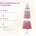 thumbnail image 4 of CazToi 7.5ft Artificial Pencil Christmas Tree Pink Gradient Pre-Lit Snow Flocked Xmas Tree for Home Office Party, 4 of 8