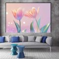 thumbnail image 2 of Mudket Framed Canvas Wall Art Pastel Pink Gradient Tulip Flower Bokeh Prints Wall Decor Soft Floral Canvas Print Ready to Hang for Bedroom Wedding Romantic Home Decor - 12"L x 8"W, 2 of 10