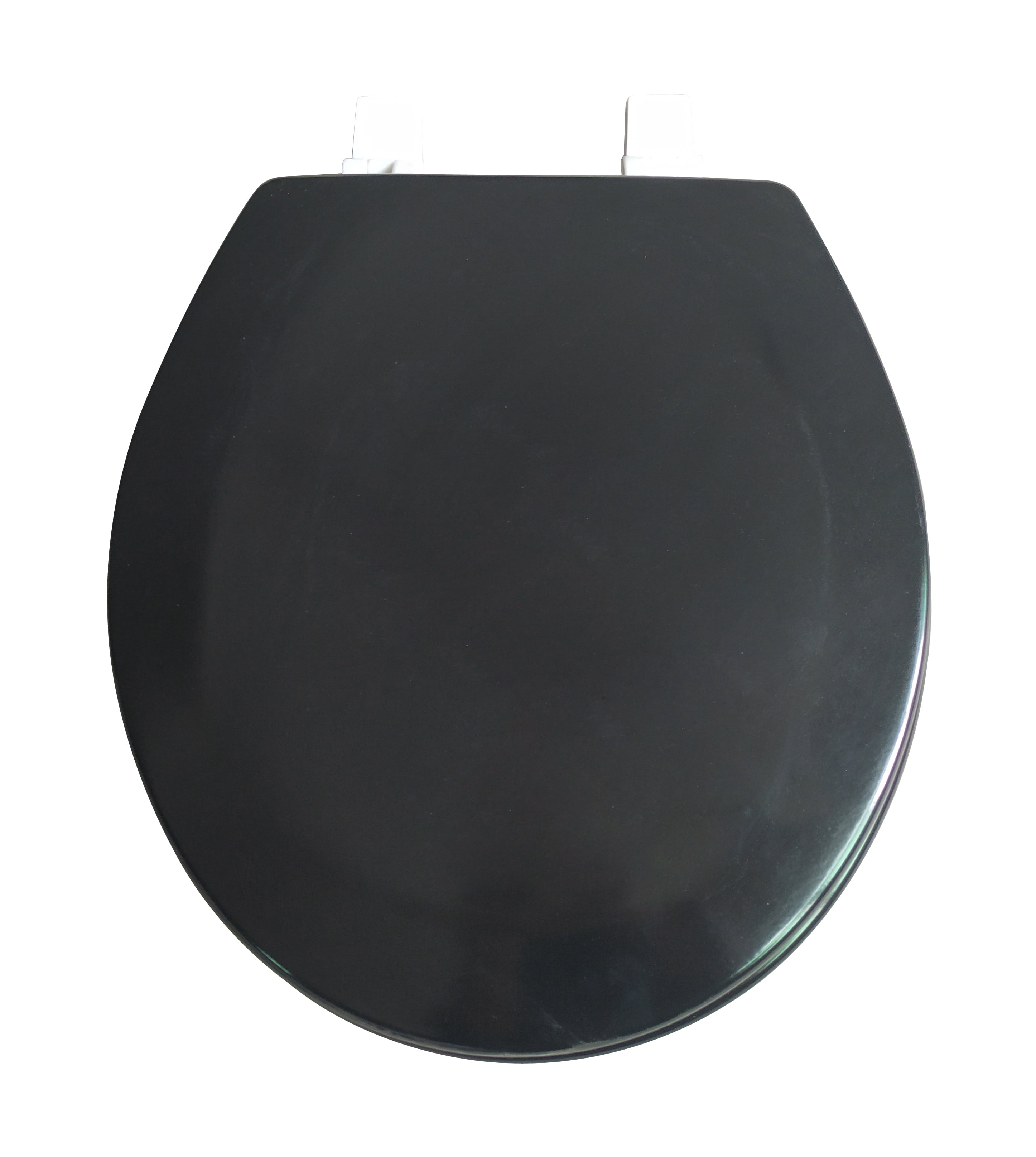 Dream Bath Beveled Edge Heavy Duty Round Toilet Seat with non-slip seat and quick-attach easy install hardware, MDF Black