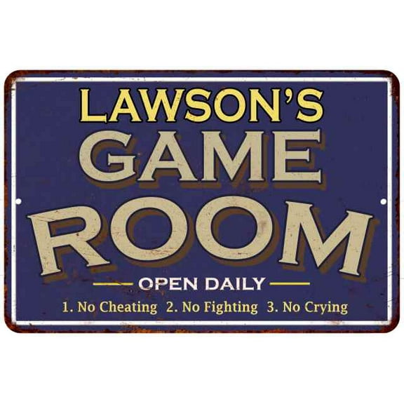 LAWSON'S Blue Game Room Sign Metal 8 x 12 High Gloss Metal 208120002250