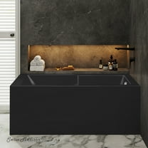 Claire 60 x 32 Right Drain Soaking Alcove Corner Apron Bathtub in Matte Black