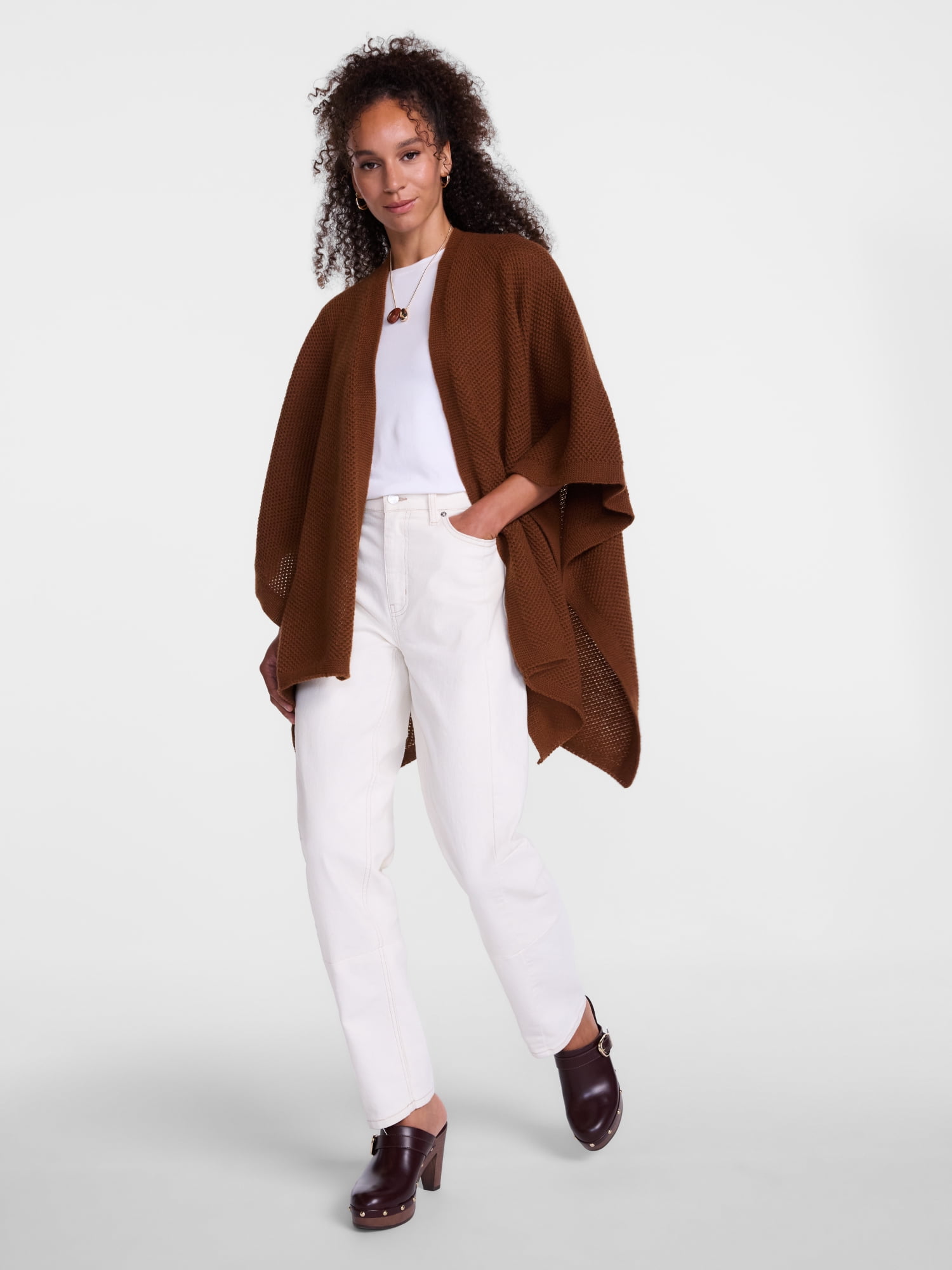 Scenario Women's Textured Knit Ruana