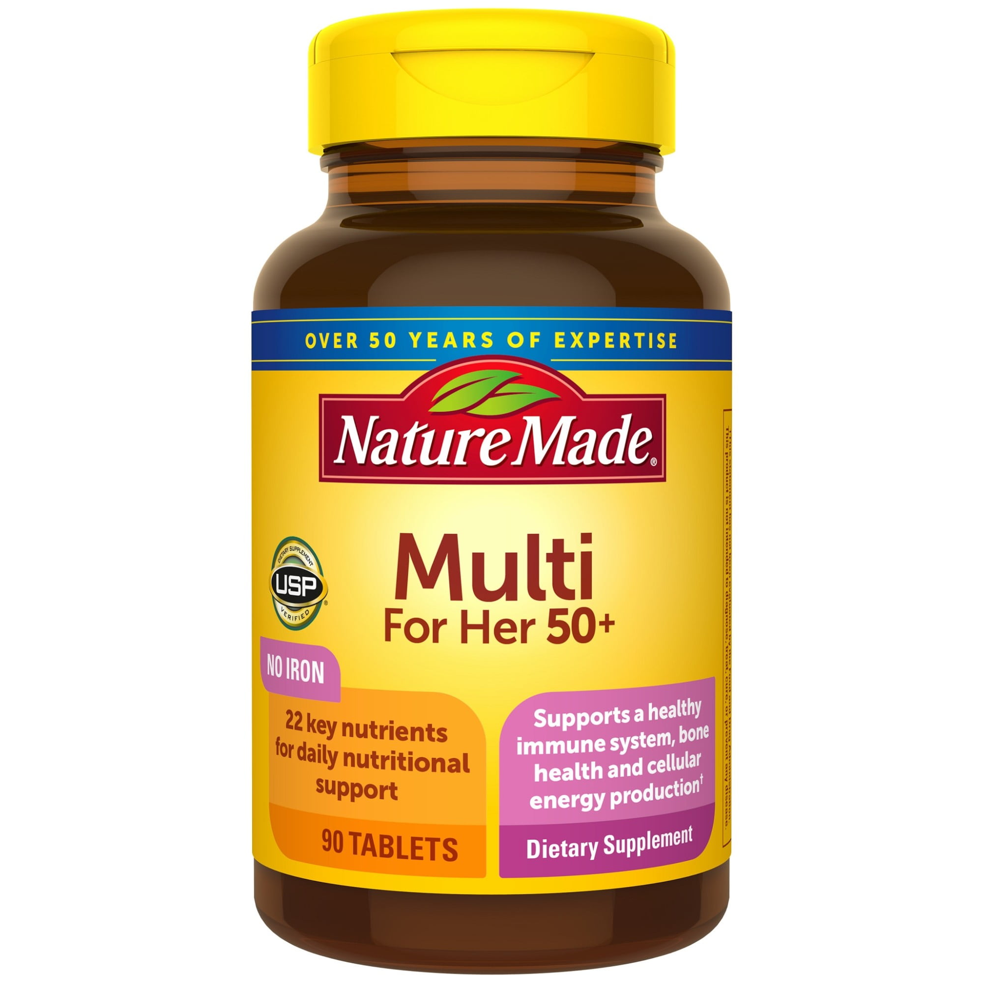 Nature Made Multivitamin For Her 50+ Tablets with No Iron, 90 Count