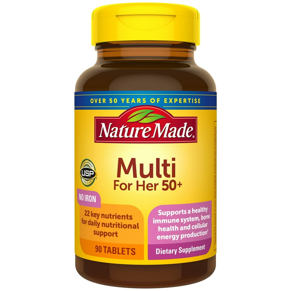Nature Made Multivitamin For Her 50+ Tablets with No Iron, 90 Count