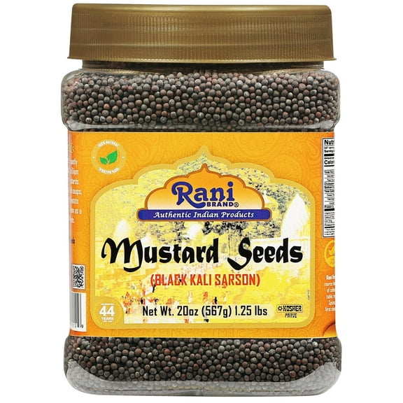 Rani Black Mustard Seeds Whole Spice (Kali Rai) 20oz (1.25lbs) 567g PET Jar ~ All Natural | Gluten Friendly | NON-GMO | Vegan | Kosher | Indian Origin