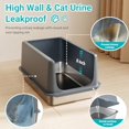 thumbnail image 4 of Stainl Steel Litter Box with Lid XL Metal Cat Litter Tray for Indoor Cats Enclosure Cat Litter Pan for Large Cats Non-Sticky Large Kitty Litter Box Anti-Leakage 23.5 X 15.6 X 12, 4 of 8
