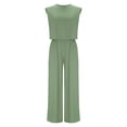 thumbnail image 4 of CHUMUD Two Piece Sets for Women Petite Wide Leg Pants Set Summer Outfits Sleeveless Crew Neck Crop Tops Trousers Matching Sets Casual Going Out, 4 of 9