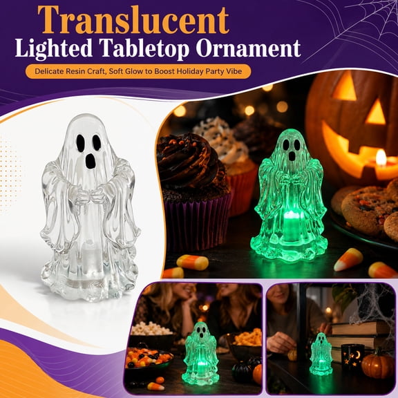 Halloween Ghost Light Sculpture, Spooky Halloween Decorations Indoor, Party Table Centerpiece, Light Up Ghost for Halloween Home Decor and Halloween Party