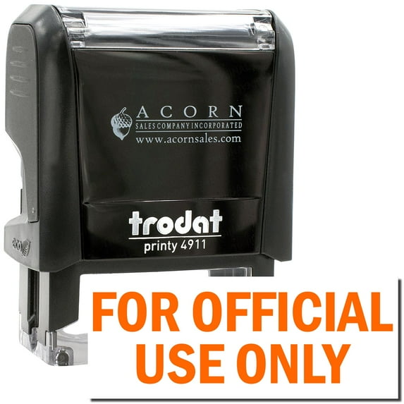 Self-Inking For Official Use Only Stamp, Trodat Printy 4911, Press and Print Stamping, Impression Size 5/8" x 1-1/2", Up to 10,000 Impressions - Orange Ink