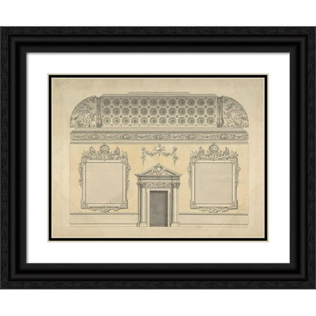 

Thomas Lightoler 18x14 Black Ornate Wood Framed Double Matted Museum Art Print Titled - Design for Section of a Rococo Room with a Coved Ceiling and Ornamented Corinthian Doorway (ca.